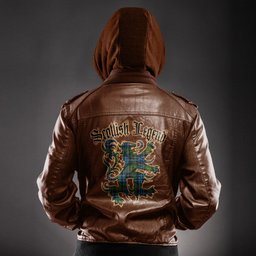 Scottish Newlands of Lauriston Clan Scottish Legend Lion Tartan Leather Jacket