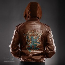 Scottish Rose Hunting Ancient Clan Scottish Legend Lion Tartan Leather Jacket