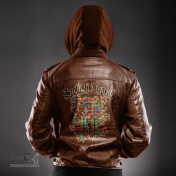 Scottish Ogilvie Clan Scottish Legend Lion Tartan Leather Jacket