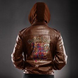 Scottish Wishart Dress Clan Crest Scottish Legend Lion Tartan Leather Jacket