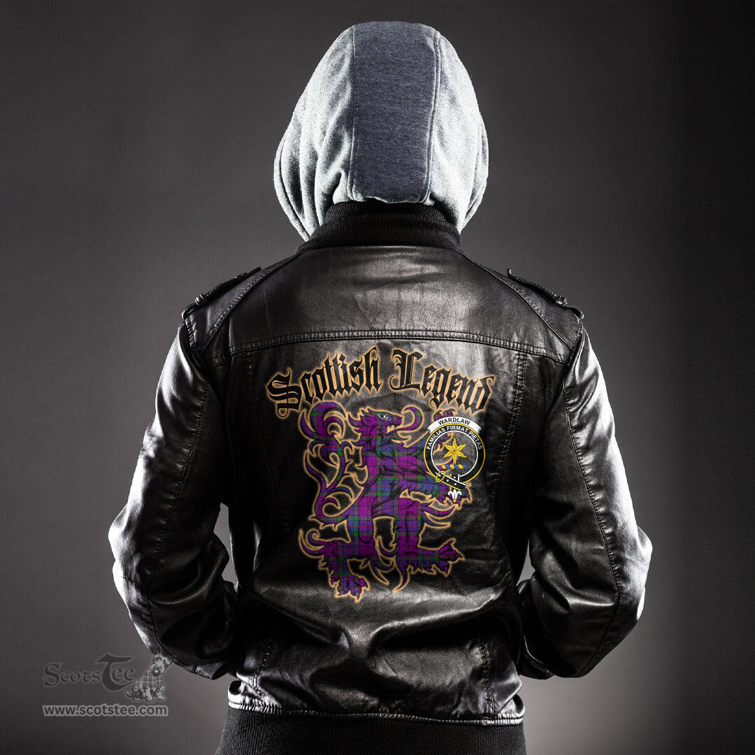 Scottish Wardlaw Modern Clan Crest Scottish Legend Lion Tartan Leather Jacket