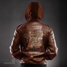 Scottish Ogilvie Clan Crest Scottish Legend Lion Tartan Leather Jacket