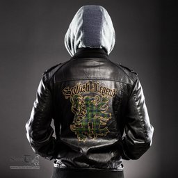 Scottish Reid Green Clan Scottish Legend Lion Tartan Leather Jacket