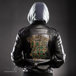 Scottish Menzies Green Ancient Clan Scottish Legend Lion Tartan Leather Jacket