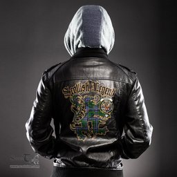Scottish Wishart Hunting Modern Clan Crest Scottish Legend Lion Tartan Leather Jacket