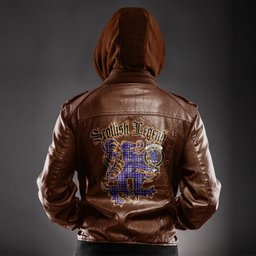 Scottish Ochterlony Clan Crest Scottish Legend Lion Tartan Leather Jacket