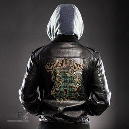 Scottish Wallace Hunting Ancient Clan Crest Scottish Legend Lion Tartan Leather Jacket