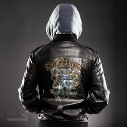 Scottish Stewart Muted Blue Clan Crest Scottish Legend Lion Tartan Leather Jacket