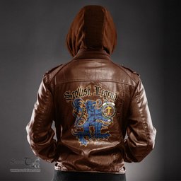 Scottish Mercer Modern Clan Crest Scottish Legend Lion Tartan Leather Jacket
