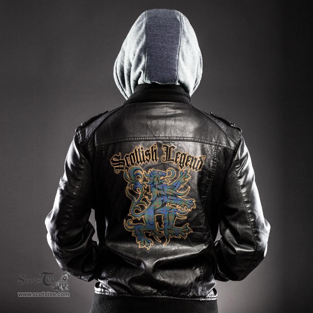 Scottish Stewart of Appin Hunting Ancient Clan Scottish Legend Lion Tartan Leather Jacket