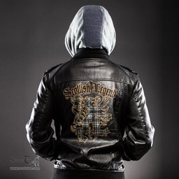 Scottish Menzies Black White Ancient Clan Scottish Legend Lion Tartan Leather Jacket