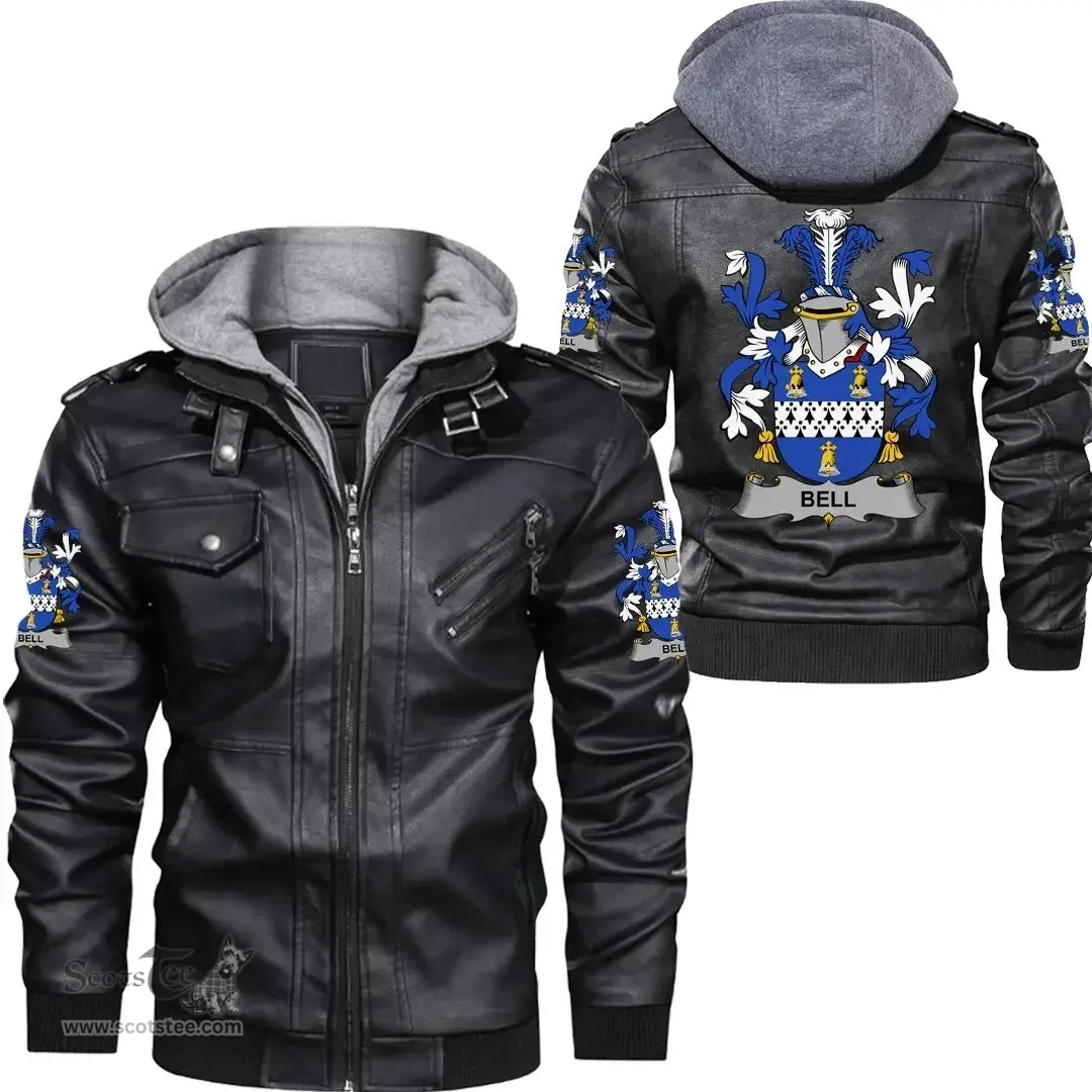Irish Bell Coat of Arms Family Crest Ireland Leather Jacket Irish Jackets