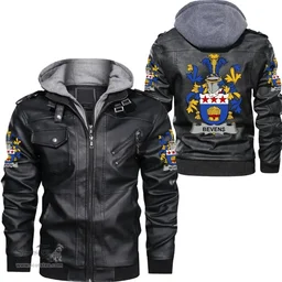 Irish Bevens Coat of Arms Family Crest Ireland Leather Jacket Irish Jackets