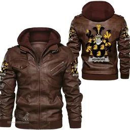 Irish Ashmore Coat of Arms Family Crest Ireland Leather Jacket Irish Jackets