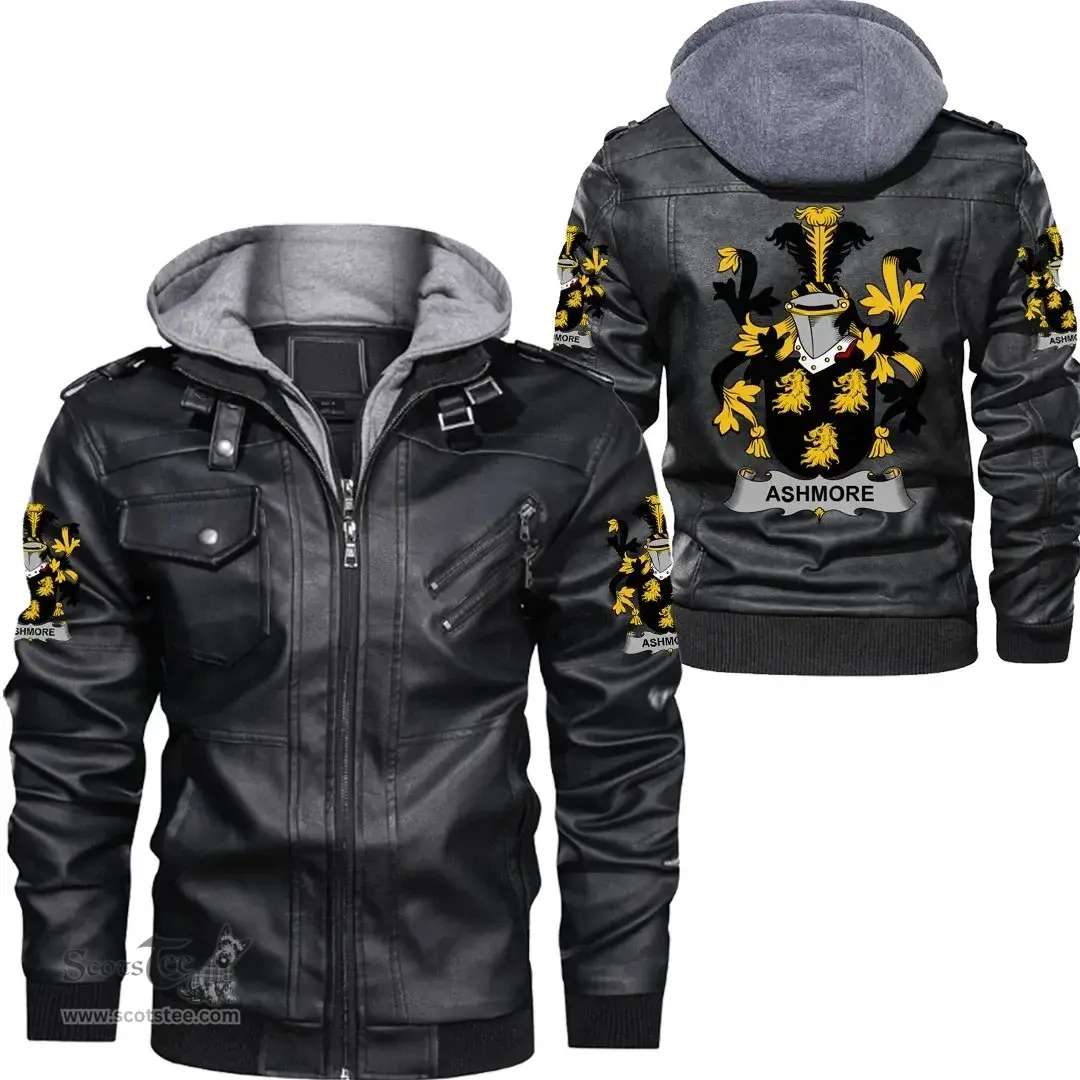 Irish Ashmore Coat of Arms Family Crest Ireland Leather Jacket Irish Jackets