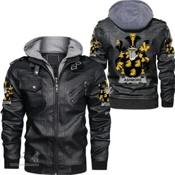 Irish Ashmore Coat of Arms Family Crest Ireland Leather Jacket Irish Jackets