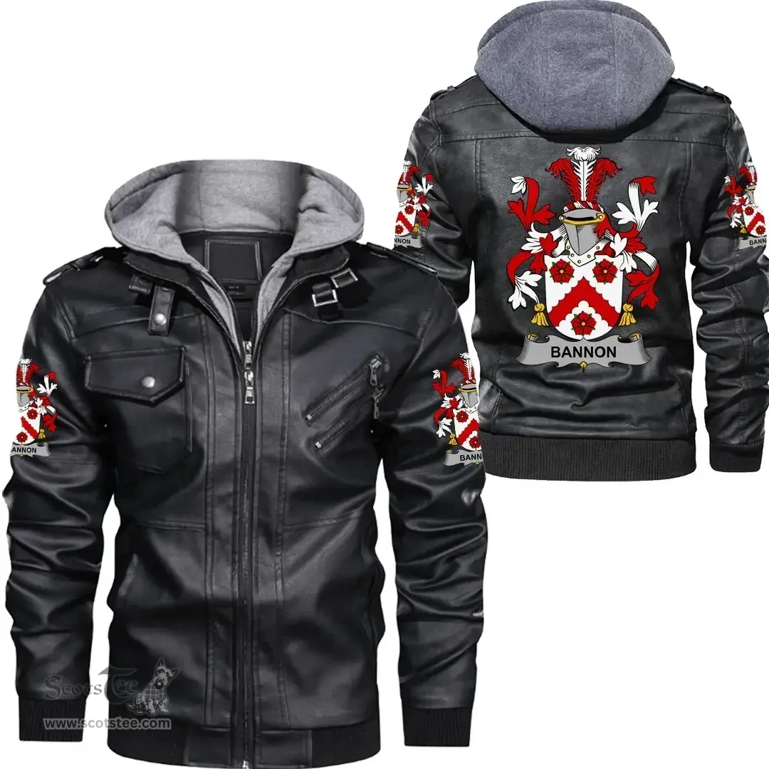 Irish Bannon or O'Bannon Coat of Arms Family Crest Ireland Leather Jacket Irish Jackets