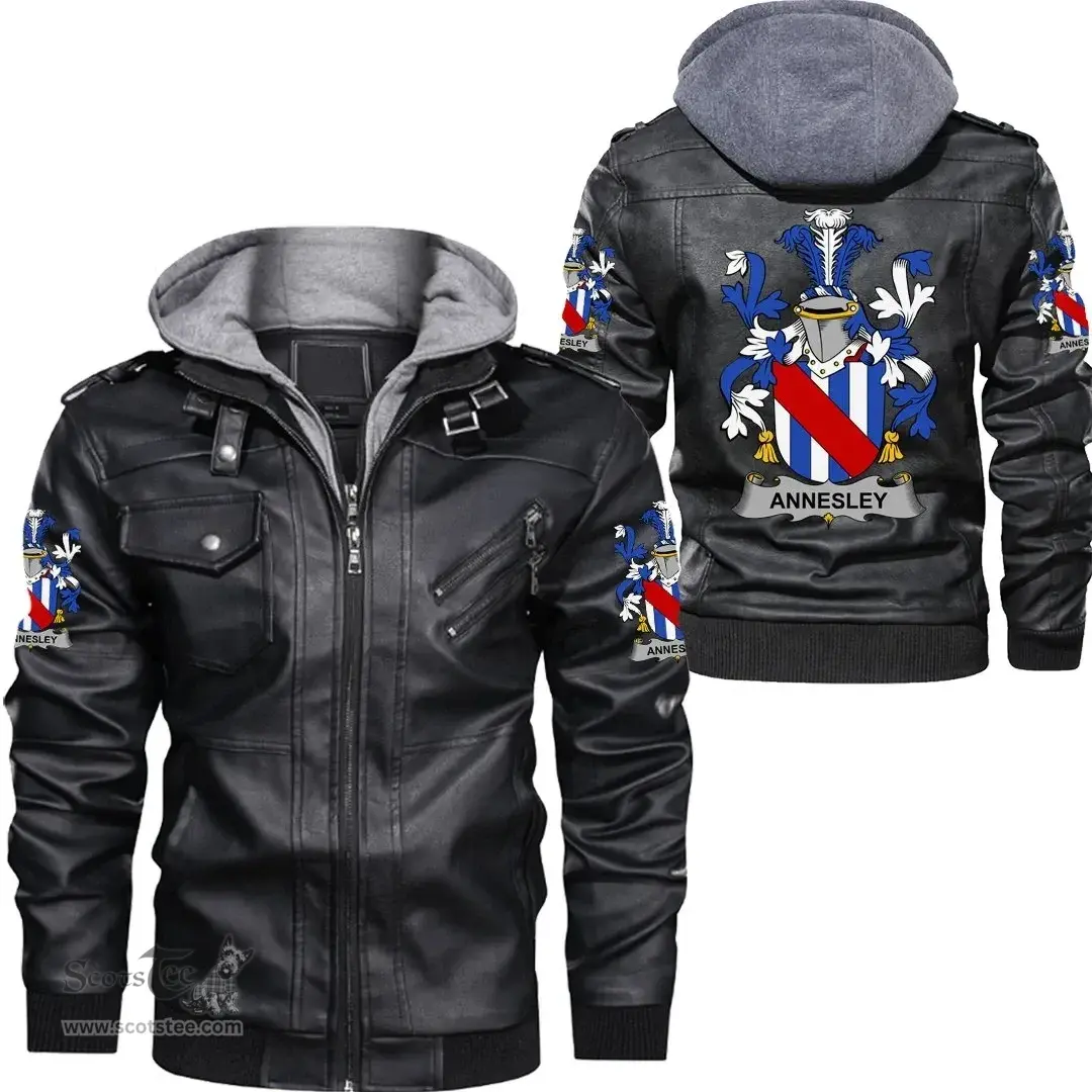 Irish Annesley Coat of Arms Family Crest Ireland Leather Jacket Irish Jackets