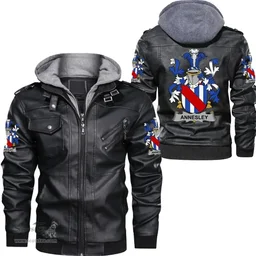 Irish Annesley Coat of Arms Family Crest Ireland Leather Jacket Irish Jackets