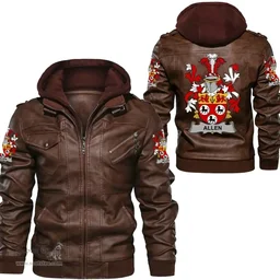Irish Allen Coat of Arms Family Crest Ireland Leather Jacket Irish Jackets