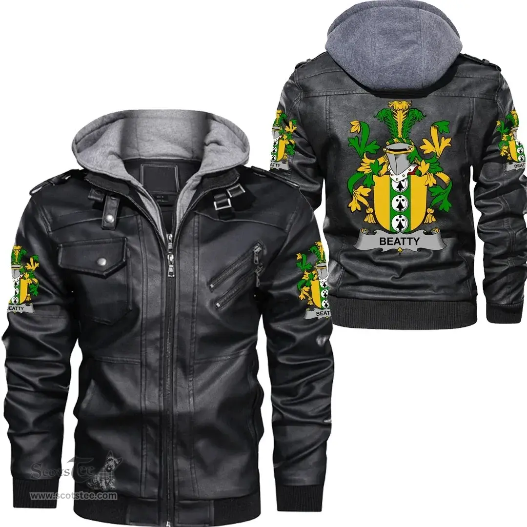 Irish Beatty or Betagh Coat of Arms Family Crest Ireland Leather Jacket Irish Jackets