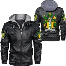 Irish Beatty or Betagh Coat of Arms Family Crest Ireland Leather Jacket Irish Jackets