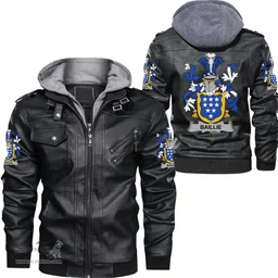 Irish Baillie Coat of Arms Family Crest Ireland Leather Jacket Irish Jackets