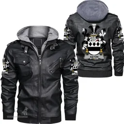 Irish Aston Coat of Arms Family Crest Ireland Leather Jacket Irish Jackets