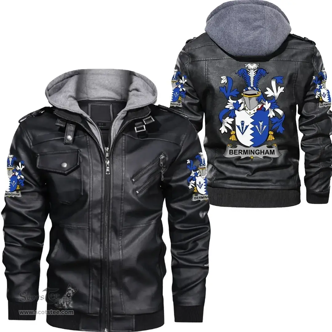 Irish Bermingham Coat of Arms Family Crest Ireland Leather Jacket Irish Jackets