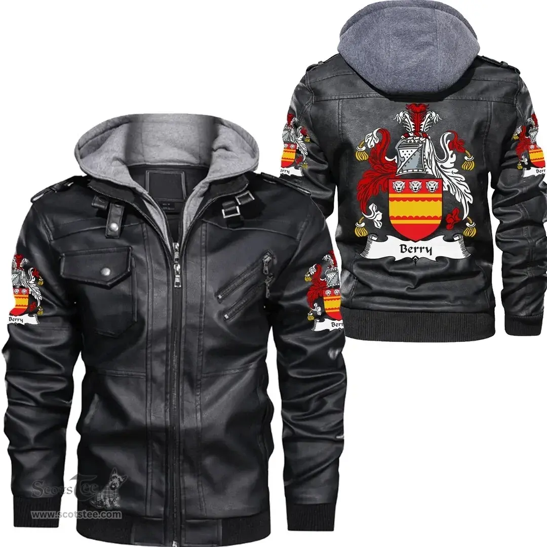 Irish Berry Coat of Arms Family Crest Ireland Leather Jacket Irish Jackets