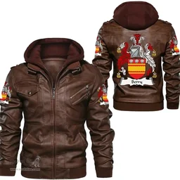 Irish Berry Coat of Arms Family Crest Ireland Leather Jacket Irish Jackets