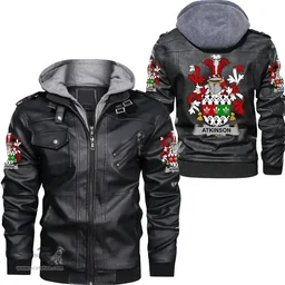 Irish Atkinson Coat of Arms Family Crest Ireland Leather Jacket Irish Jackets