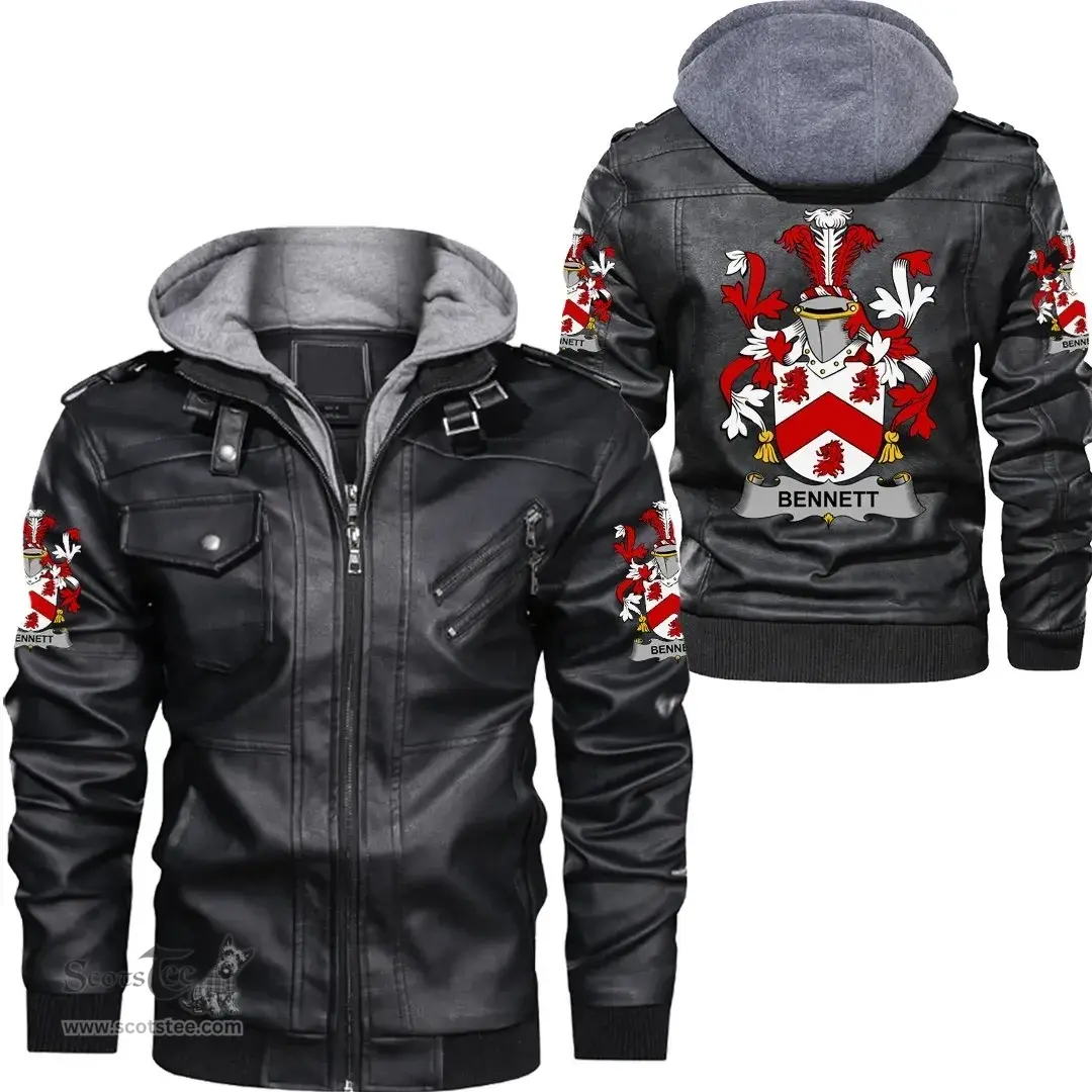 Irish Bennett Coat of Arms Family Crest Ireland Leather Jacket Irish Jackets
