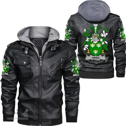 Irish Aries Coat of Arms Family Crest Ireland Leather Jacket Irish Jackets