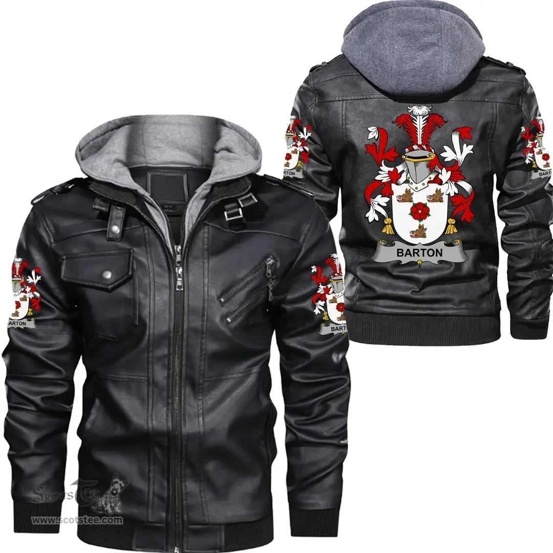 Irish Barton Coat of Arms Family Crest Ireland Leather Jacket Irish Jackets