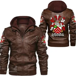 Irish Barrington Coat of Arms Family Crest Ireland Leather Jacket Irish Jackets