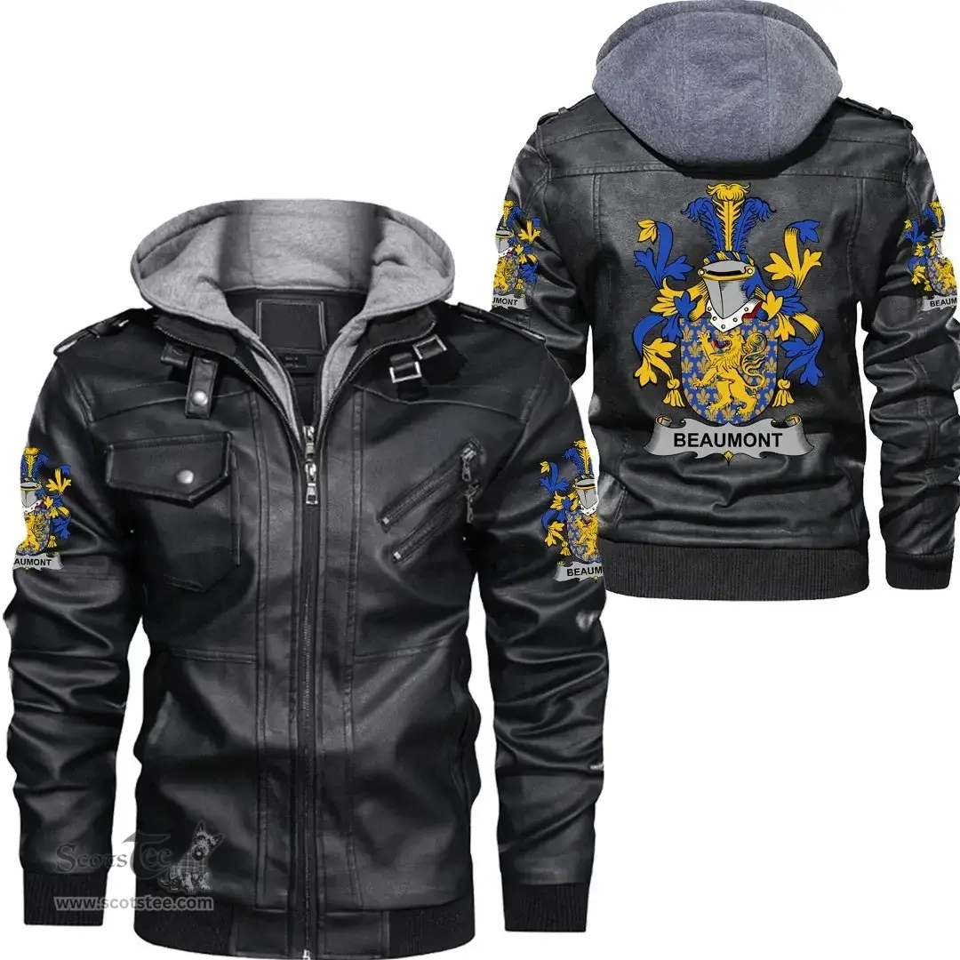 Irish Beaumont Coat of Arms Family Crest Ireland Leather Jacket Irish Jackets