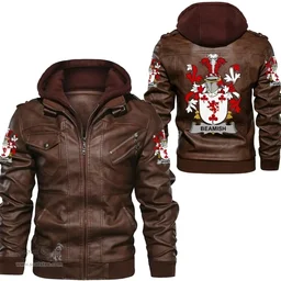 Irish Beamish Coat of Arms Family Crest Ireland Leather Jacket Irish Jackets