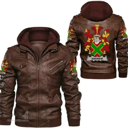 Irish Andrew Coat of Arms Family Crest Ireland Leather Jacket Irish Jackets