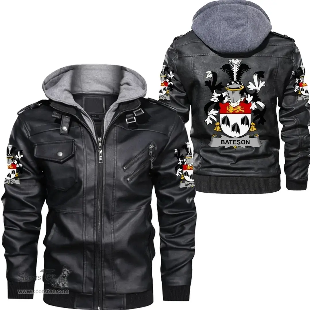 Irish Bateson Coat of Arms Family Crest Ireland Leather Jacket Irish Jackets