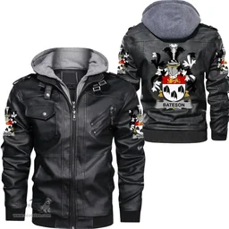 Irish Bateson Coat of Arms Family Crest Ireland Leather Jacket Irish Jackets