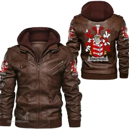 Irish Armstrong Coat of Arms Family Crest Ireland Leather Jacket Irish Jackets