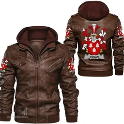 Irish Cogan or O'Cogan Coat of Arms Family Crest Ireland Leather Jacket Irish Jackets