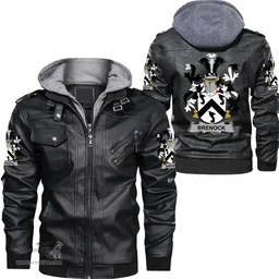 Irish Brenock Coat of Arms Family Crest Ireland Leather Jacket Irish Jackets
