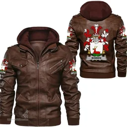 Irish Bowen Coat of Arms Family Crest Ireland Leather Jacket Irish Jackets