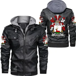 Irish Bowen Coat of Arms Family Crest Ireland Leather Jacket Irish Jackets