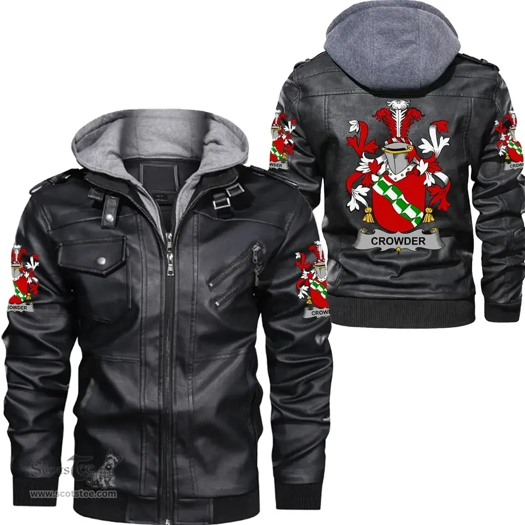Irish Crowder Coat of Arms Family Crest Ireland Leather Jacket Irish Jackets