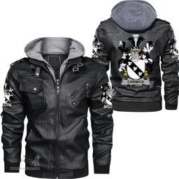 Irish Carmick Coat of Arms Family Crest Ireland Leather Jacket Irish Jackets