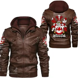 Irish Chapman Coat of Arms Family Crest Ireland Leather Jacket Irish Jackets