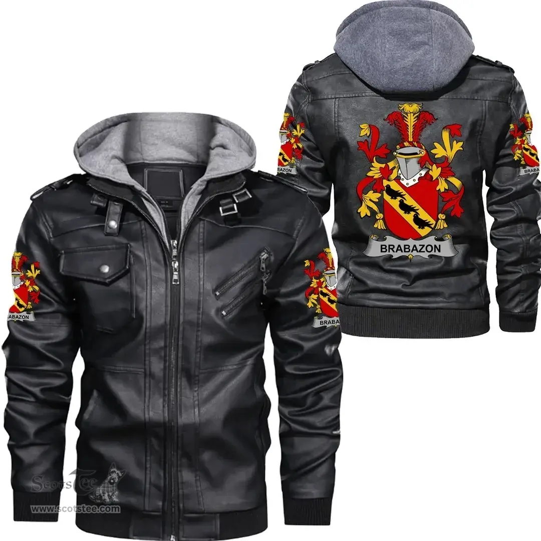 Irish Brabazon Coat of Arms Family Crest Ireland Leather Jacket Irish Jackets